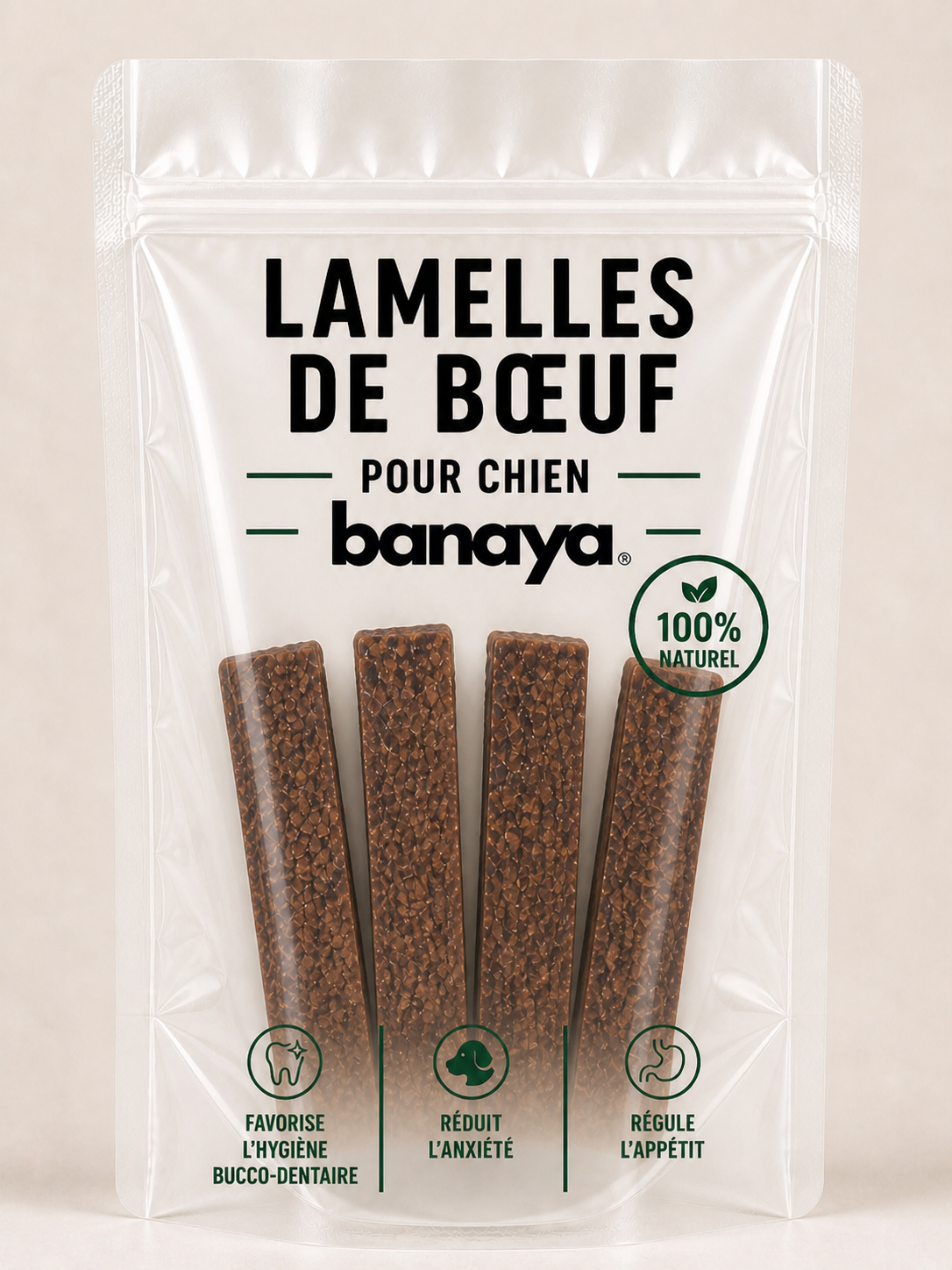 Lamelles de boeuf 100g - pour chien