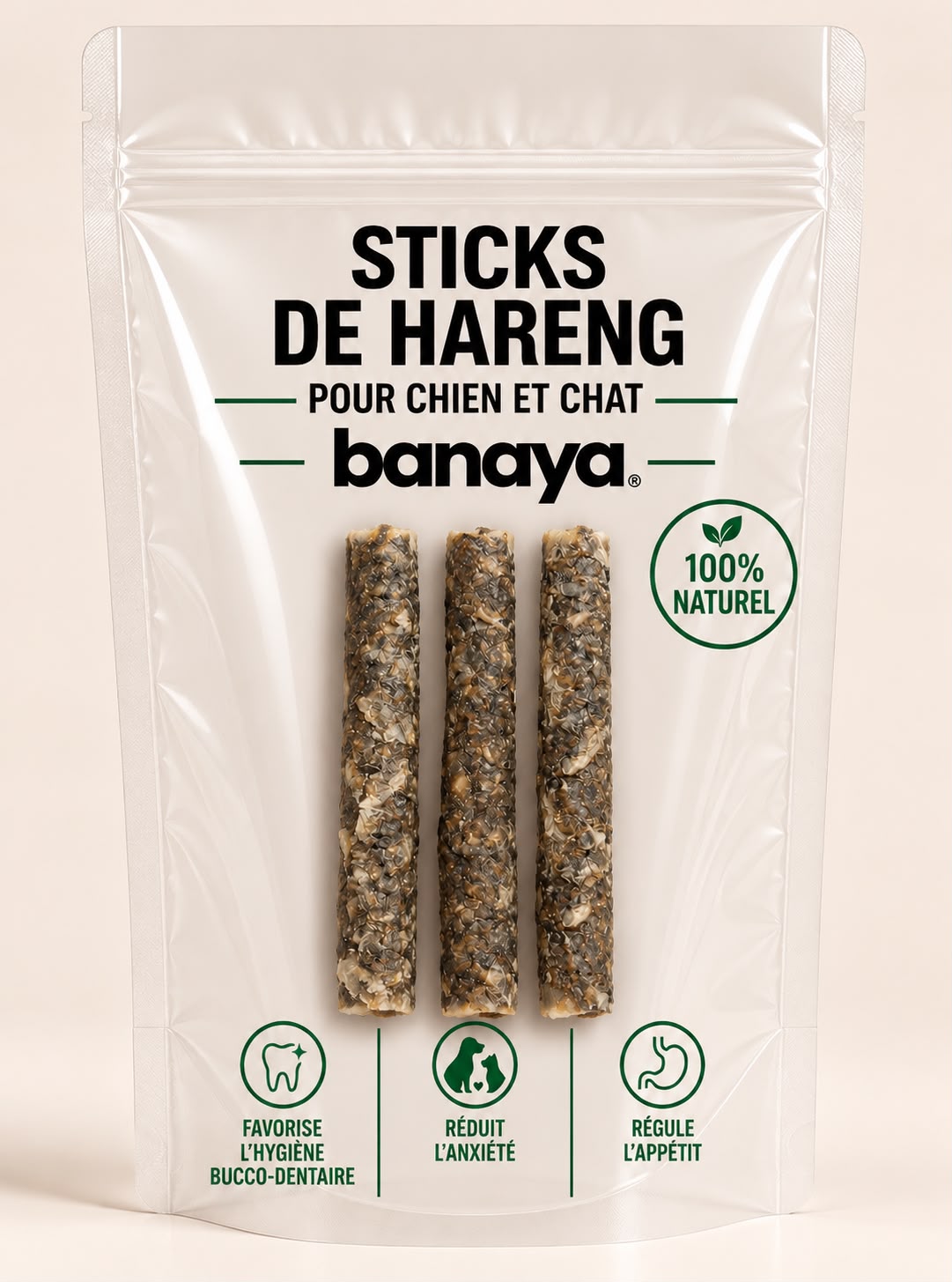 Bâtonnets de peau de hareng 15 cm lot de 3