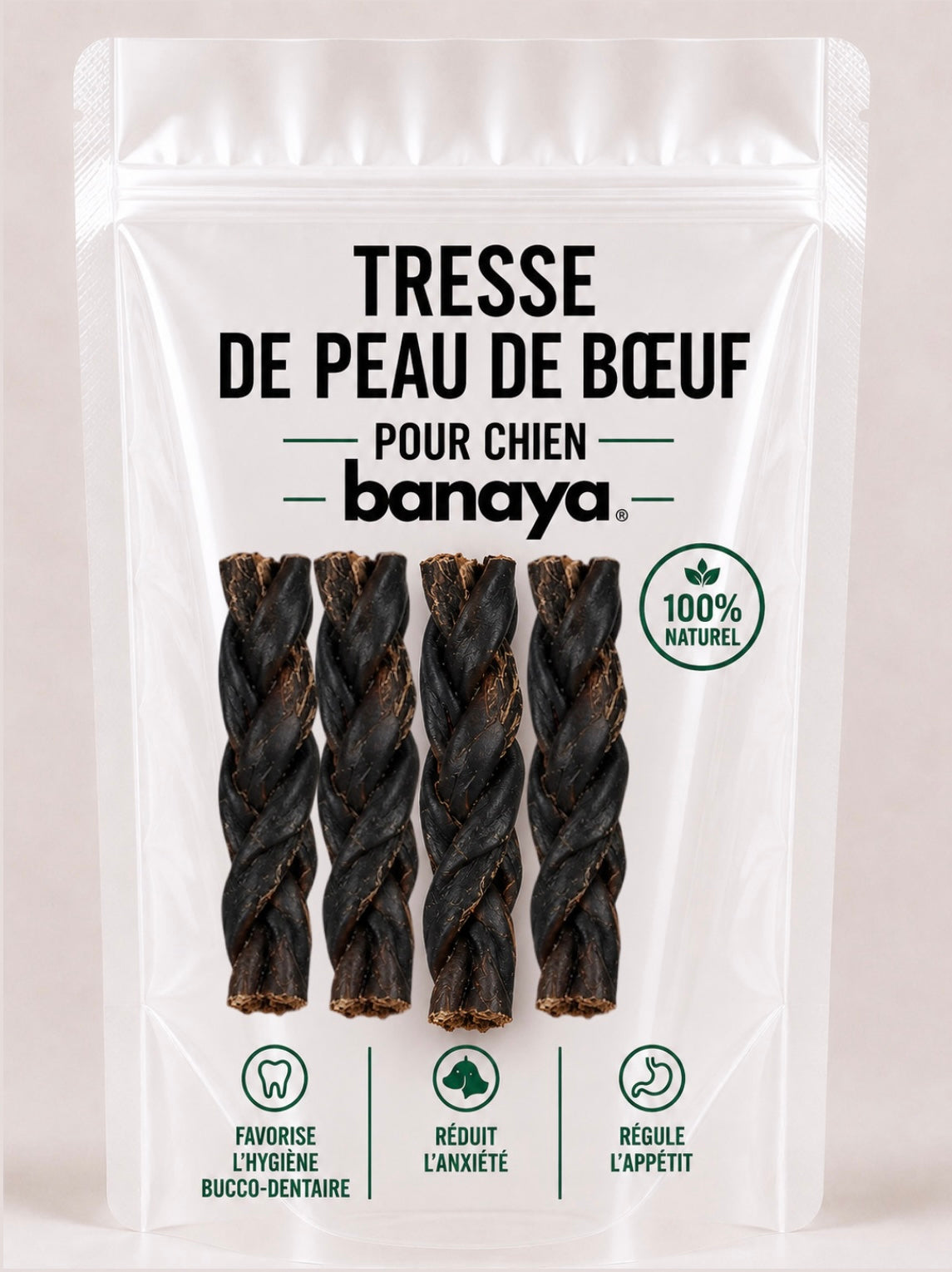 tresse de peau de boeuf - pour chien