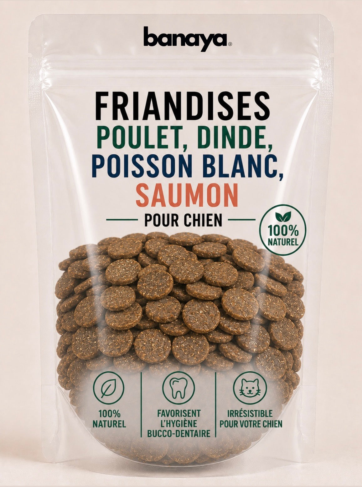Friandises Poulet, Dinde, Poisson Blanc, Saumon - pour chien