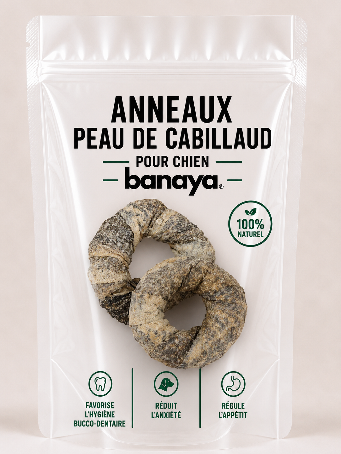 Anneaux peau de cabillaud - pour chien