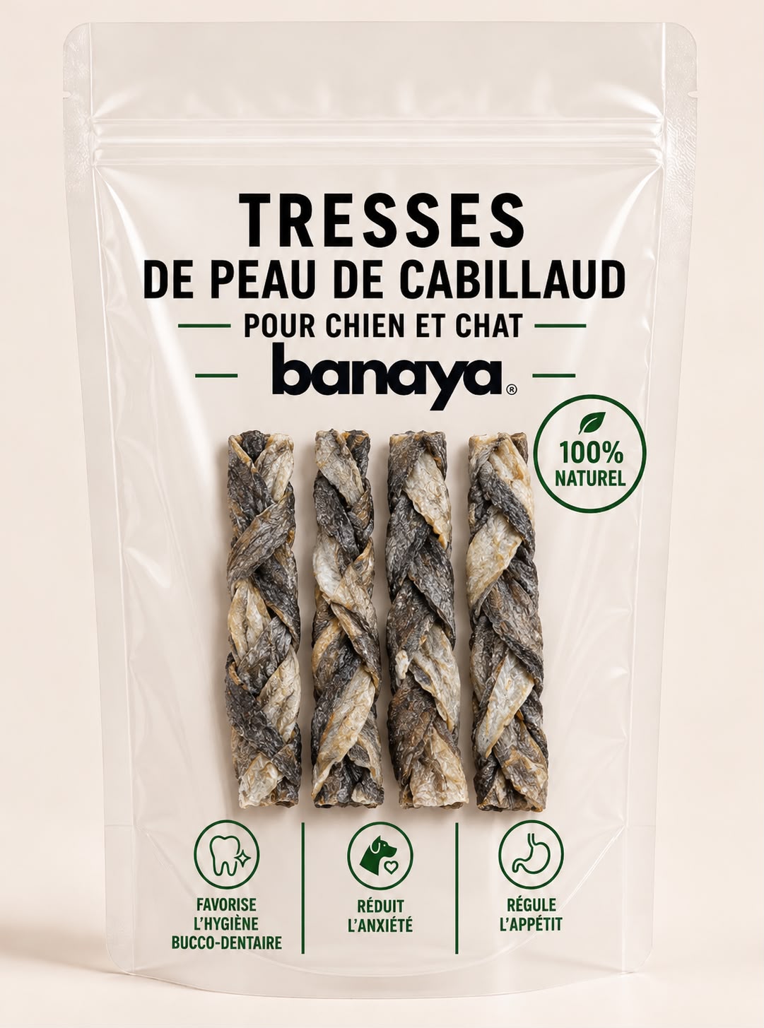 Tresses de peau de cabillaud - lot de 4