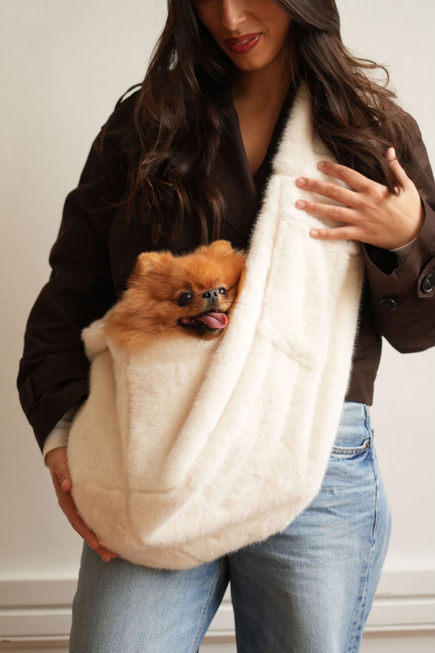 Sac boubou – Fausse Fourrure Blanche