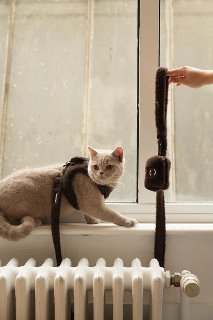 Harnais + Laisse + sac en fourrure