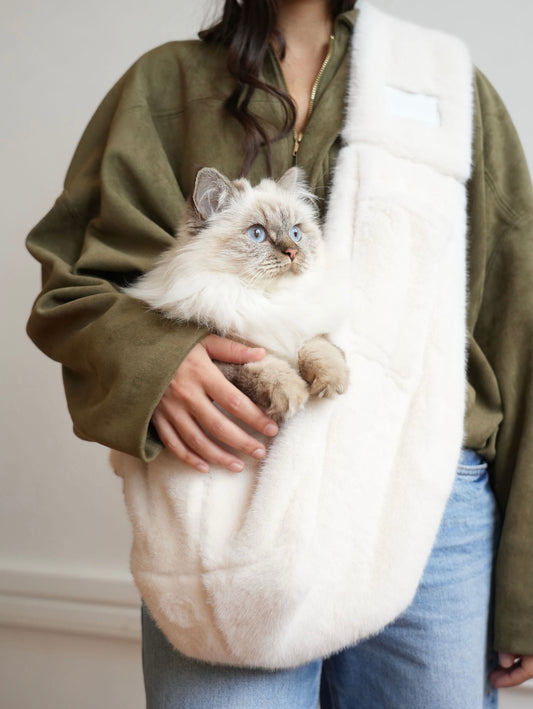 Sac boubou – Fausse Fourrure Blanche