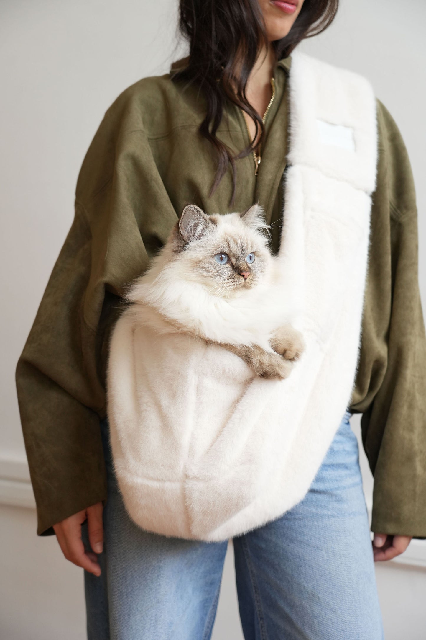 Sac boubou – Fausse Fourrure Blanche