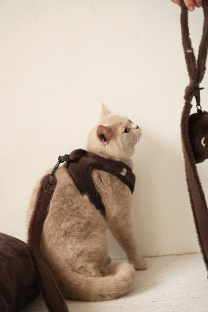 Harnais + Laisse + sac en fourrure